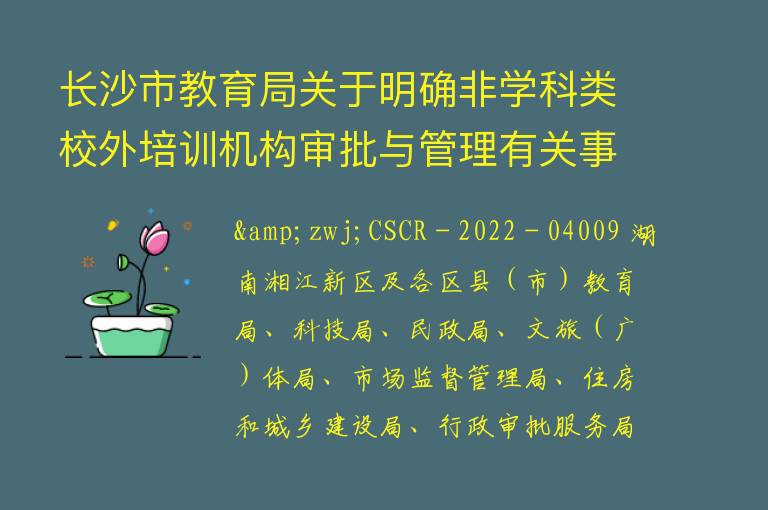 长沙市教育局关于明确非学科类校外培训机构审批与管理有关事项的通知