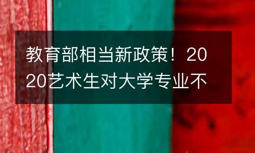 教育部相当新政策！2020艺术生对大学专业不满意，还能走这条路！