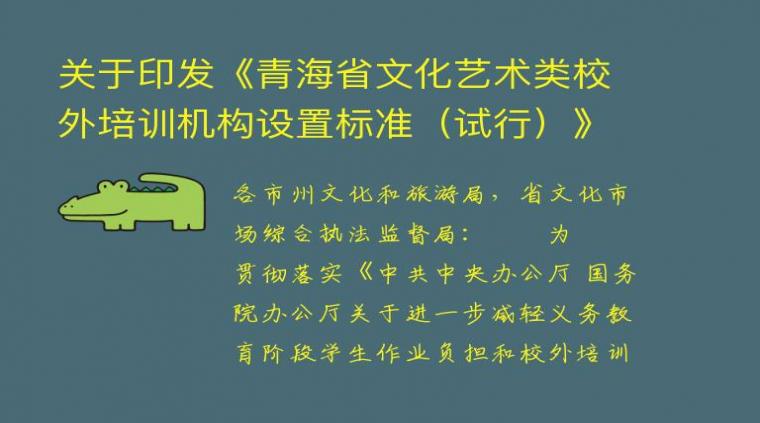 关于印发《青海省文化艺术类校外培训机构设置标准（试行）》《青海省文化艺术类校外培训机构审批流程（试行）》的通知